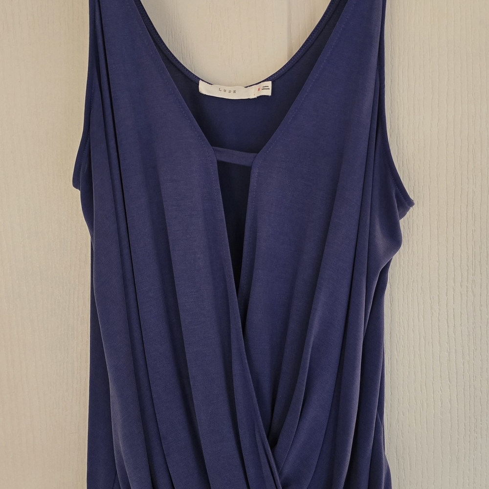 Lush Navy Sleeveless Wrap Top